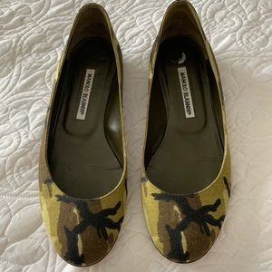 Manolo Blahnik Camouflage Flats Size 39